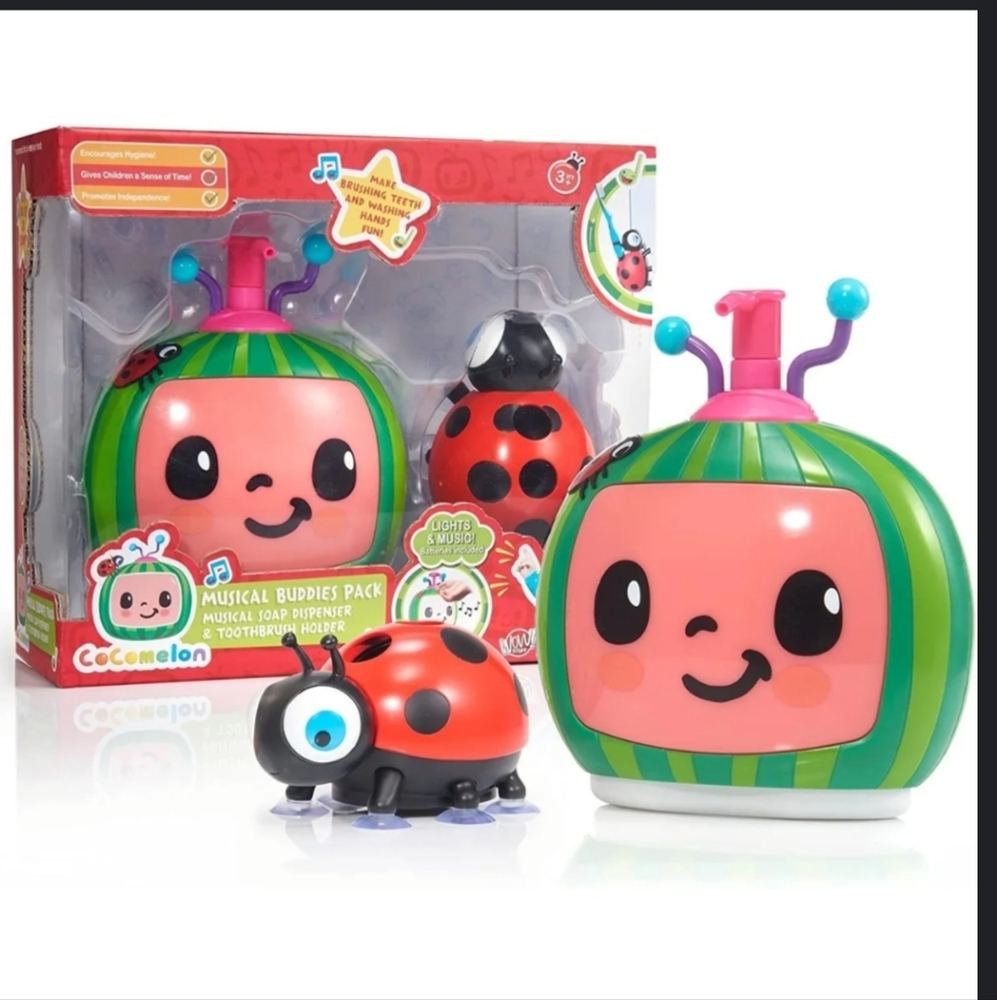 Cocomelon Musical Soap Dispenser & Toothbrush Holder New W/Box Make It Fun
